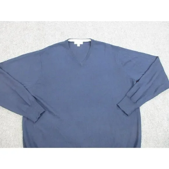 Peter Millar Sweater Mens Large Blue Merino‎ Wool Silk V Neck Casual Preppy Golf